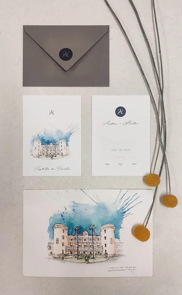 Invitaciones de boda en acuarela - Imagen 4