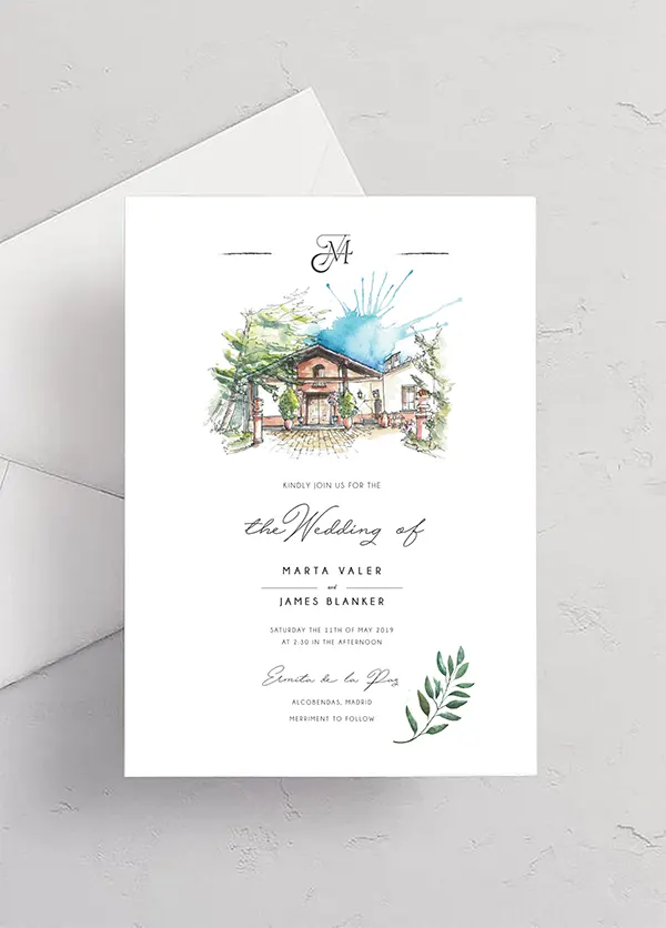 Invitaciones de boda en acuarela - Imagen 3