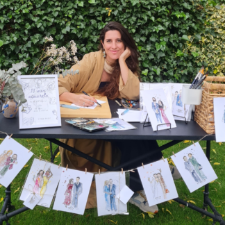 Retrato en vivo, acuarela en vivo, stand , live art, ilustración en vivo, en directo